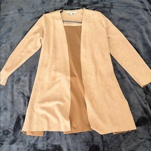 DAVI & DANI Tan Open Faux Suede Jacket